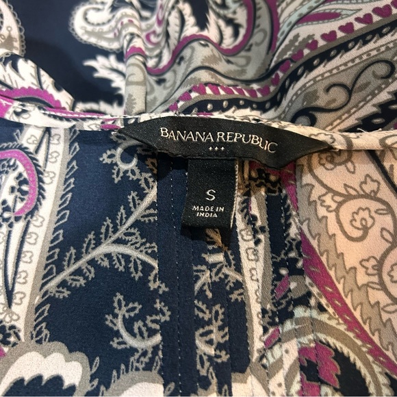 #0240 Banana Republic Pink/Navy Graphic Long Sleeve Blouse-S - Picture 2 of 7